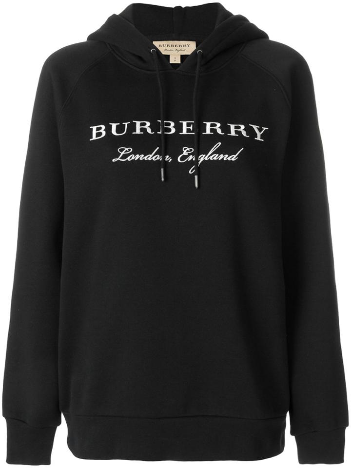 Burberry Embroidered Logo Hoodie - Black
