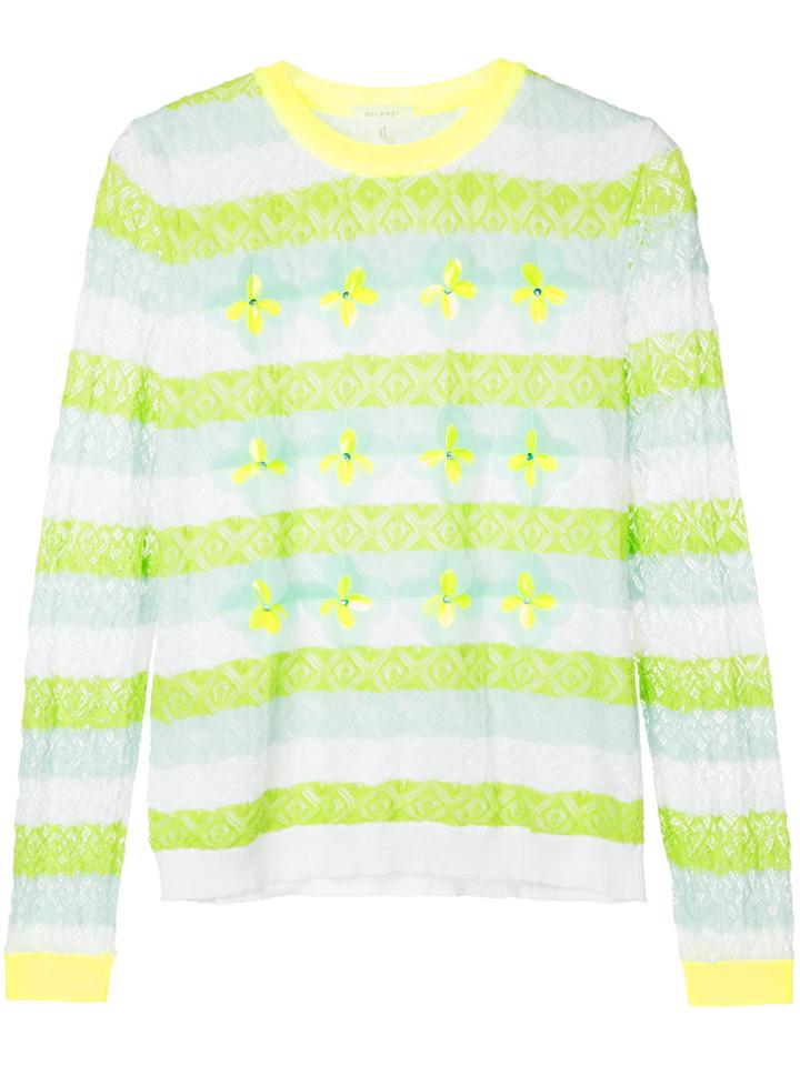 Delpozo Striped Floral Sweater - Green