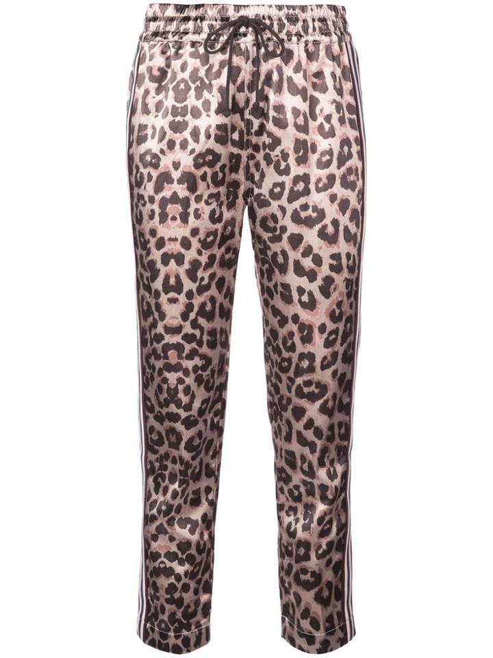 Mother Cropped Leopard Print Trousers - Brown