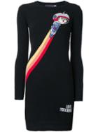 Love Moschino Space Motif Knit Dress, Women's, Size: 42, Black, Viscose/cashmere/wool/polyamide-8