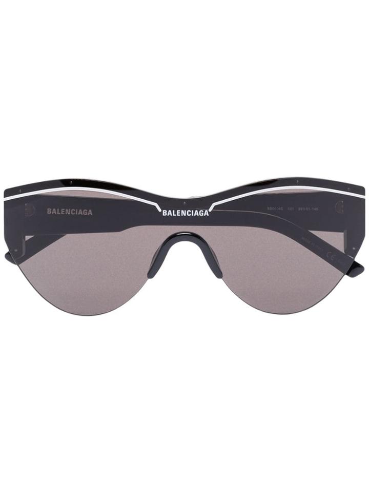 Balenciaga Eyewear Round Logo Sunglasses - Black