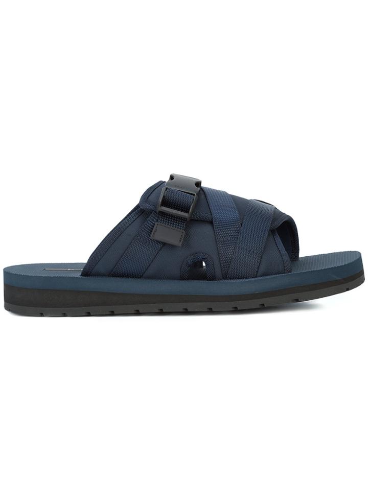 Prada Buckle Open Toe Sandals - Blue
