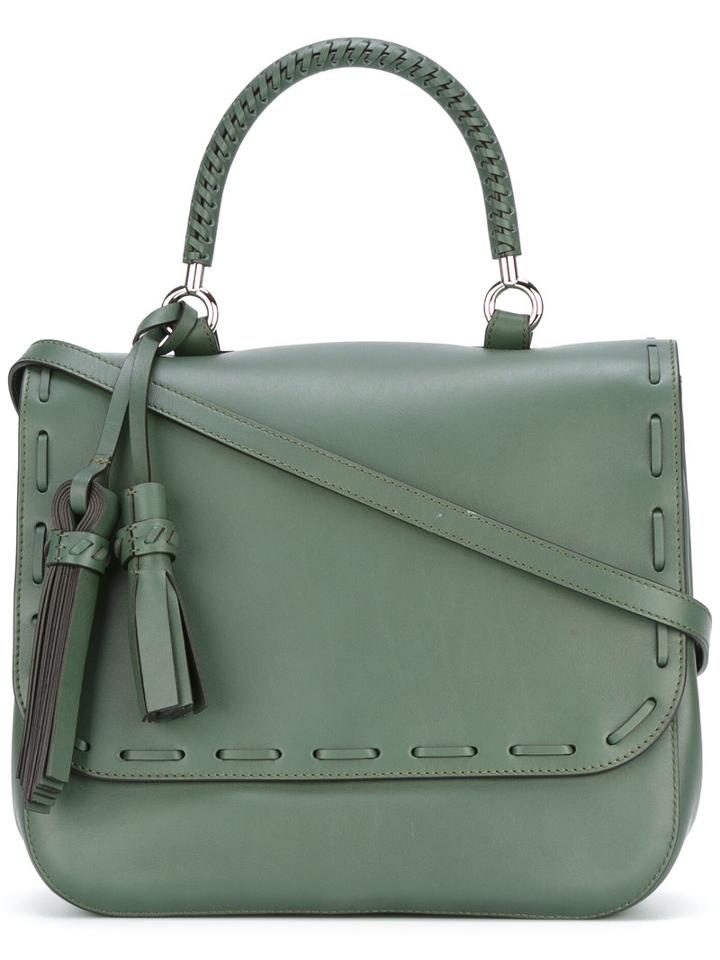 Max Mara - Flap Shoulder Bag - Women - Cotton/calf Leather - One Size, Women's, Green, Cotton/calf Leather