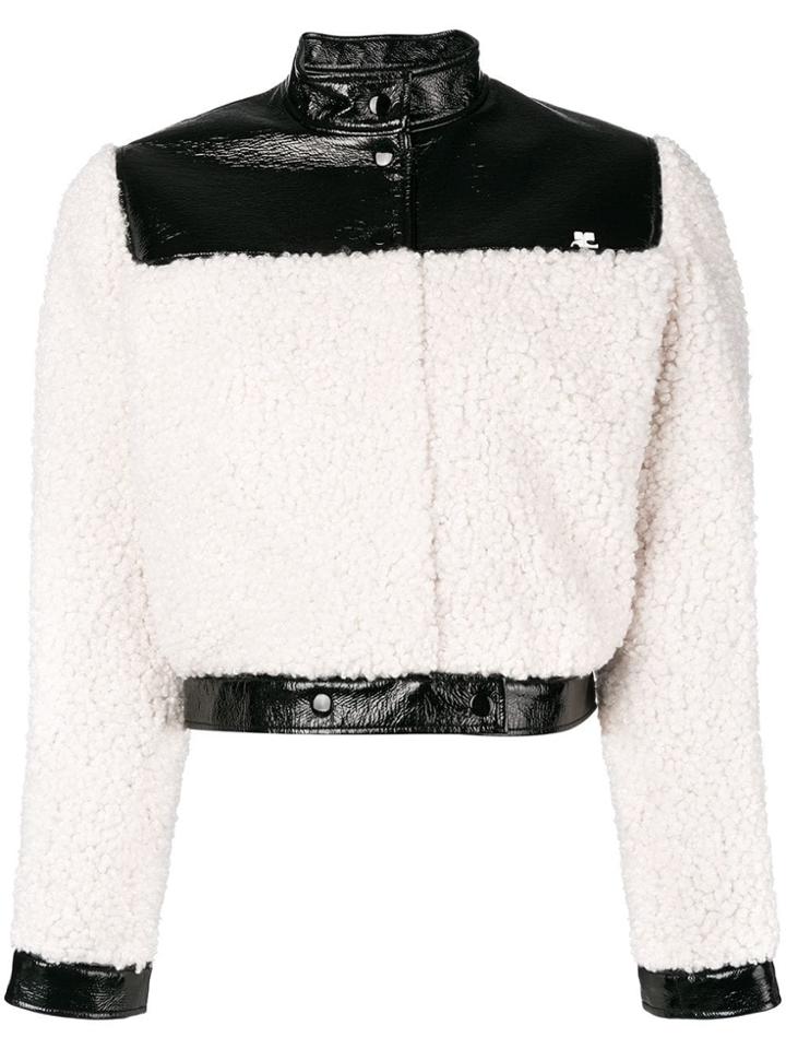 Courrèges Faux Shearling Cropped Jacket - White
