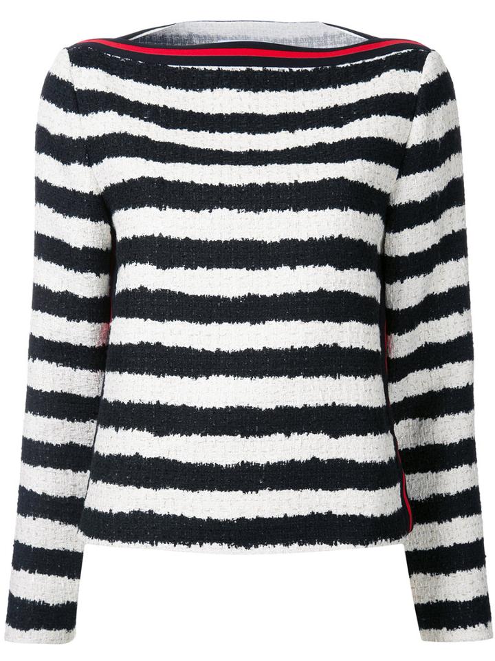 Msgm Striped Bouclé Top, Women's, Size: 42, Black, Cotton/linen/flax/polyamide/viscose
