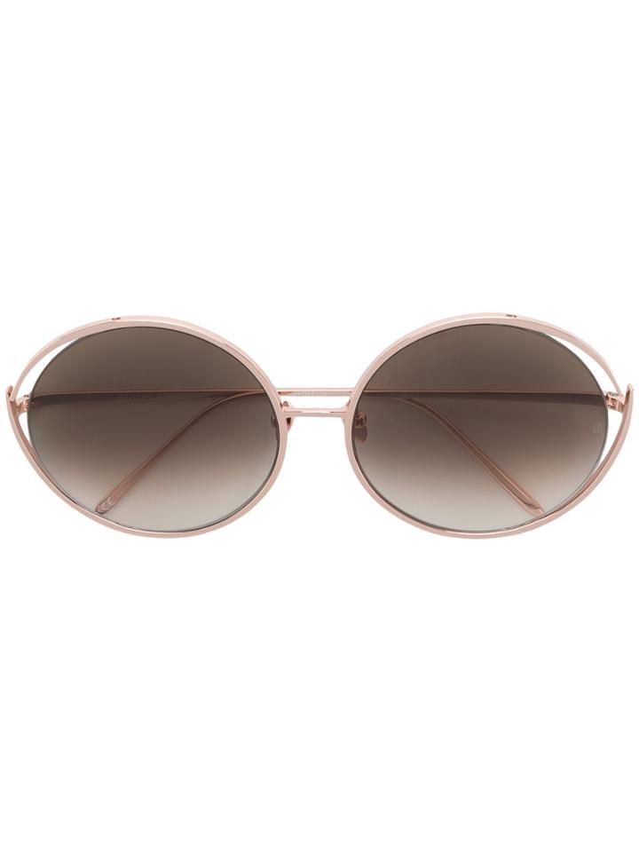 Linda Farrow Oval Frame Sunglasses - Metallic