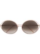Linda Farrow Oval Frame Sunglasses - Metallic