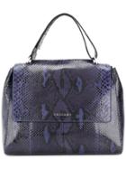 Orciani Snakeskin Effect Tote - Blue