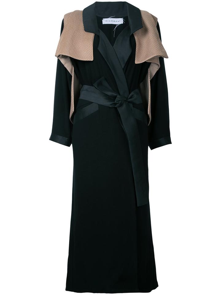 Bintthani - Fixed Vest Trench Coat - Women - Satin Ribbon - L, Black, Satin Ribbon