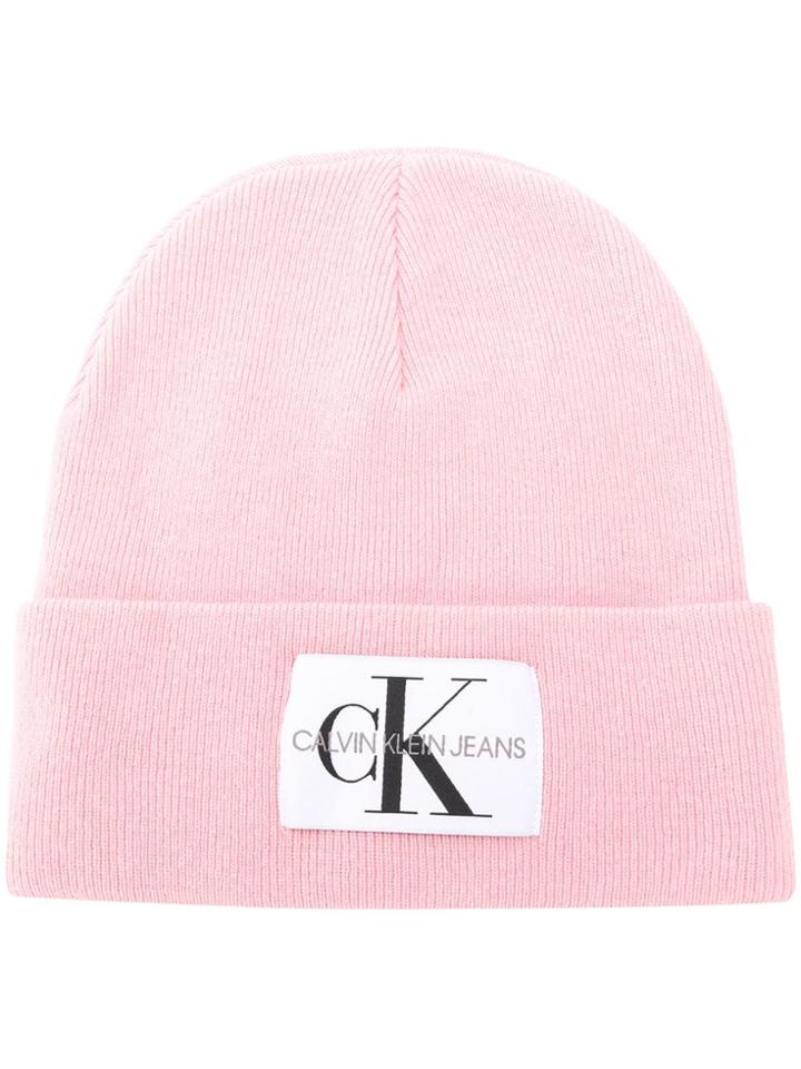 Calvin Klein Jeans Logo Patch Beanie - Pink