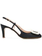 Lenora Embellished Sling-back Sandals - Black