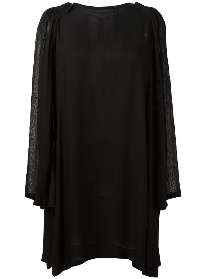 Ann Demeulemeester Back Slit Shift Dress, Women's, Size: 36, Black, Rayon/linen/flax/cotton