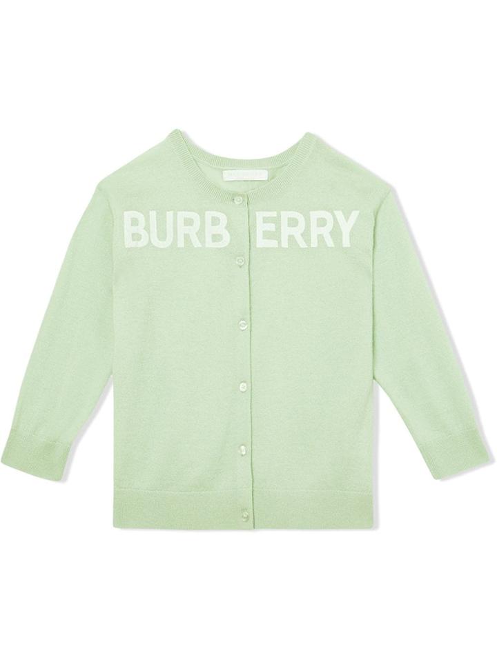 Burberry Kids Teen Logo Print Cashmere Two-piece Set - Green