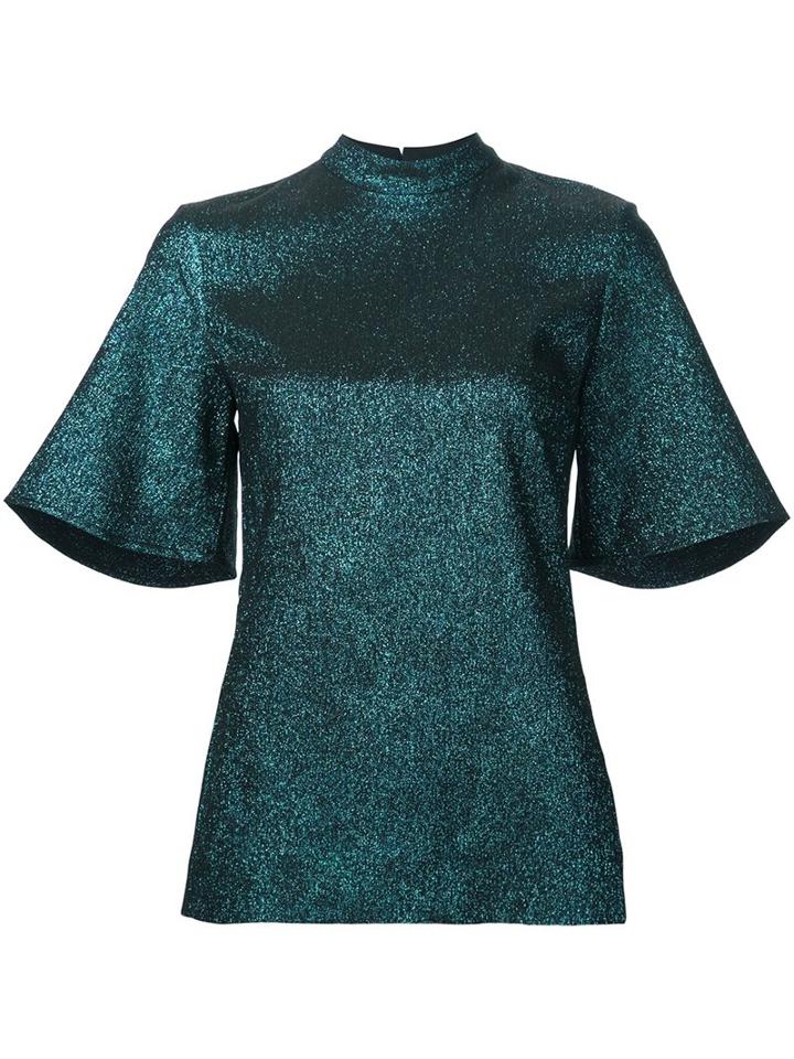 Ellery Glitter Effect Blouse, Women's, Size: 6, Blue, Polyester/polyamide