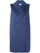 Alberto Biani Sleeveless Double Breasted Coat, Women's, Size: 40, Blue, Cotton/acetate/viscose