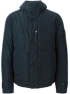 Stone Island Hooded Padded Jacket, Men's, Size: Xxl, Blue, Polyester/polyamide/cotton/feather Down
