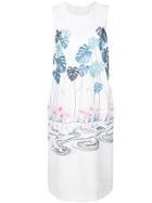 Victoria Victoria Beckham Flamingo Embroidered Shift Dress - White