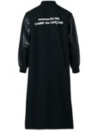 Comme Des Garçons Vintage Staff Coat With Faux Leather Sleeves - Black