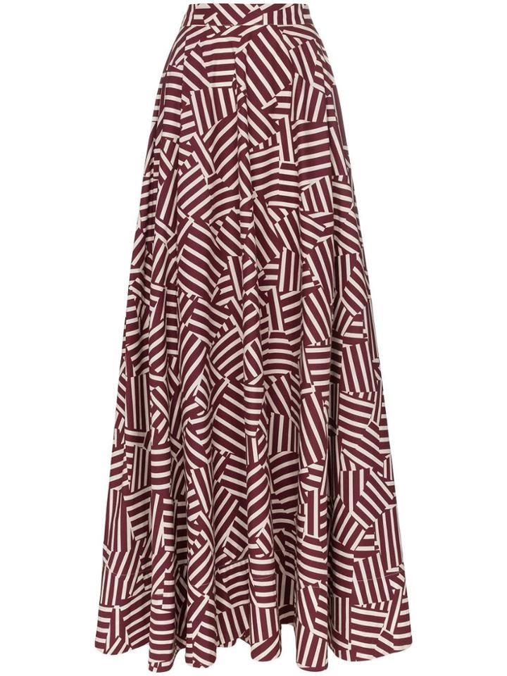 Plan C Geometric Print High Waisted Skirt - Red