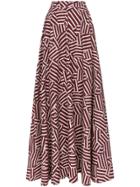 Plan C Geometric Print High Waisted Skirt - Red