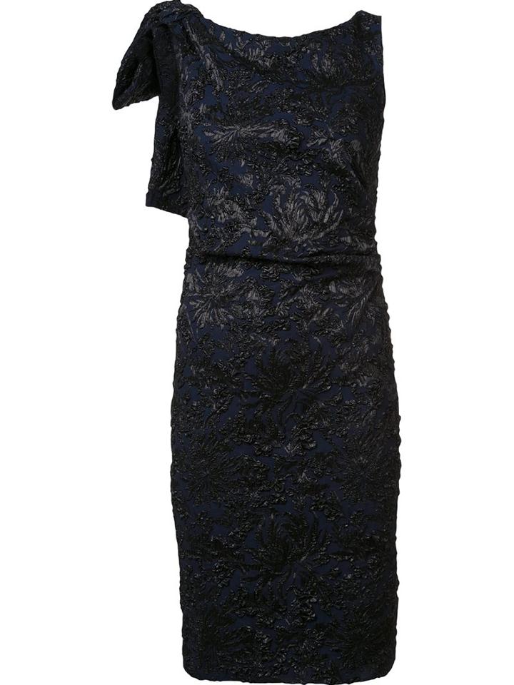 Carolina Herrera Bow Shoulder Cloqué Dress