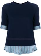 Moncler Shirt Detail Knitted Top - Blue