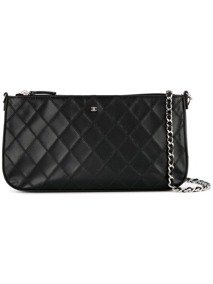 Chanel Vintage Cosmos Line Quilted Cc Logos Chain Shoulder Bag - Black