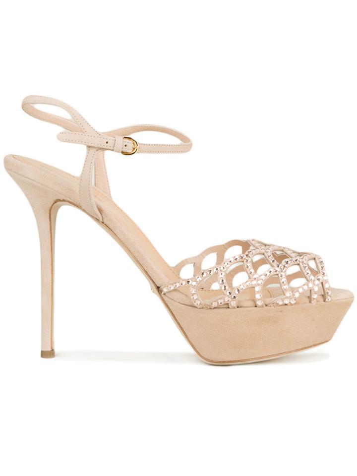 Sergio Rossi Strappy Scalloped Sandals - Nude & Neutrals