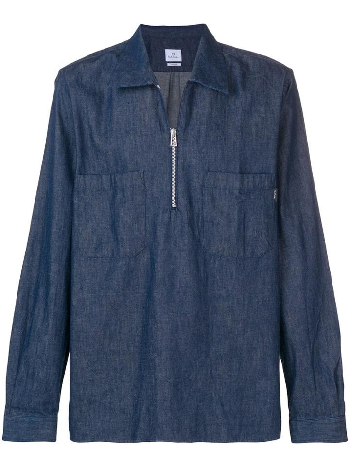Ps By Paul Smith Zip Detail Shirt - Blue