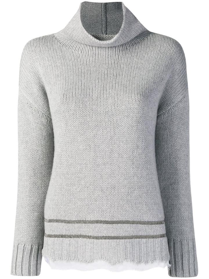 Fabiana Filippi Metal Mesh Appliqué Sweater - Grey