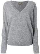 N.peal Ribbed Sleeve V-neck Sweater - Grey