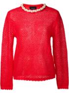 Simone Rocha Pearl Embellished Collar Sweater