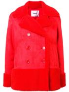 Stand Short Buttoned Coat - Red
