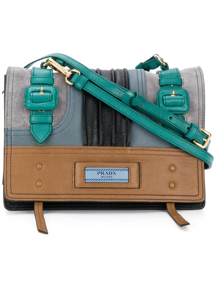 Prada Paneled Shoulder Bag - Black