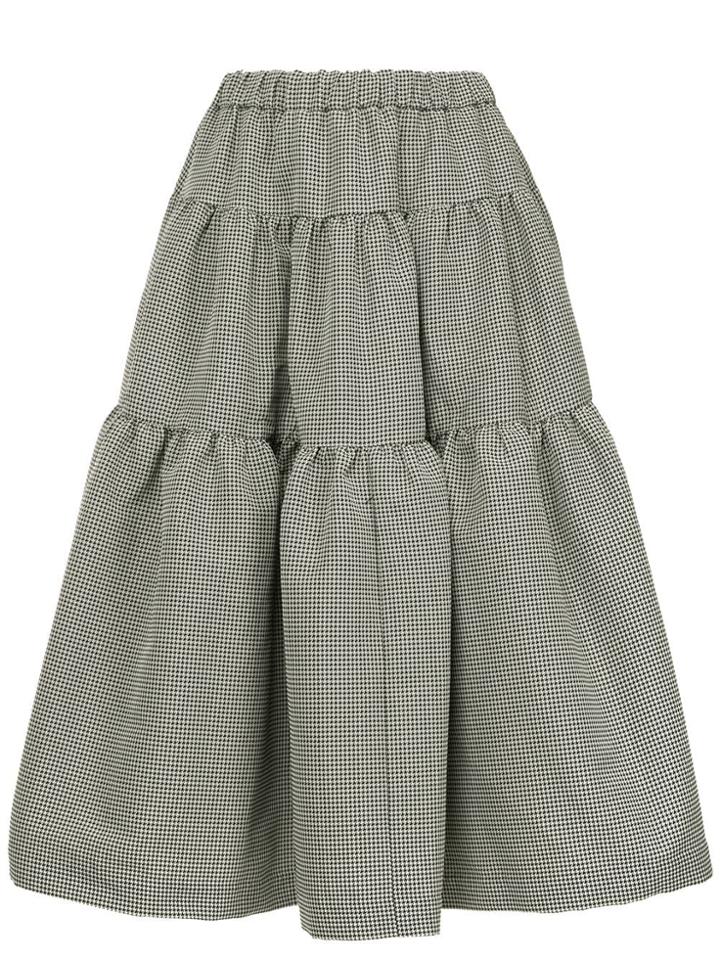Co Houndstooth Print Skirt - Black