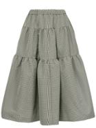 Co Houndstooth Print Skirt - Black