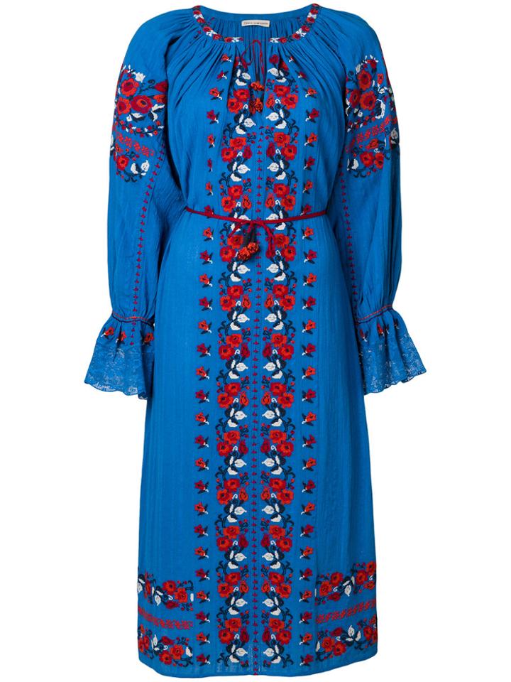 Ulla Johnson Filia Embroidered Midi Dress - Blue