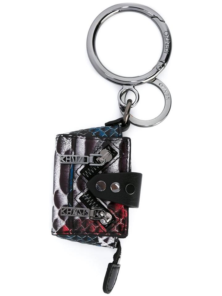 Kenzo 'kalifornia' Tote Keyring, Women's, Black, Calf Leather