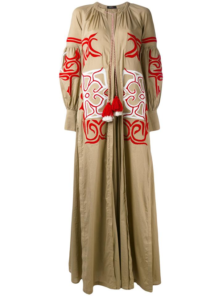 Wandering - Embroidered Tassel Dress - Women - Cotton - 40, Green, Cotton