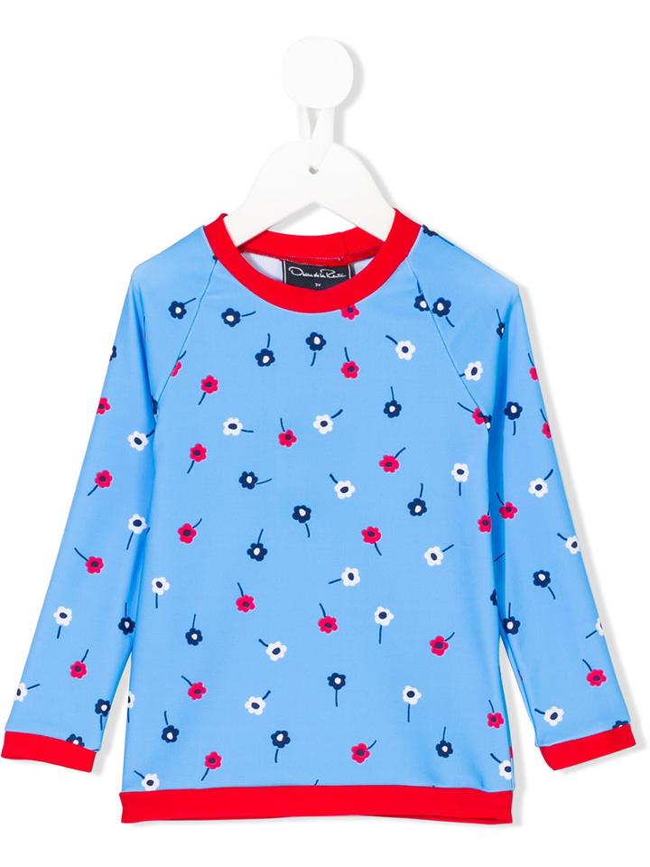 Oscar De La Renta Kids - Floral Print Top - Kids - Polyester/spandex/elastane - 4 Yrs, Blue