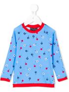 Oscar De La Renta Kids - Floral Print Top - Kids - Polyester/spandex/elastane - 4 Yrs, Blue