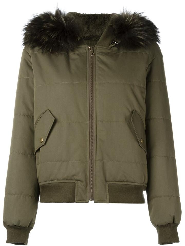 Army Yves Salomon Collar Detail Bomber Jacketthi