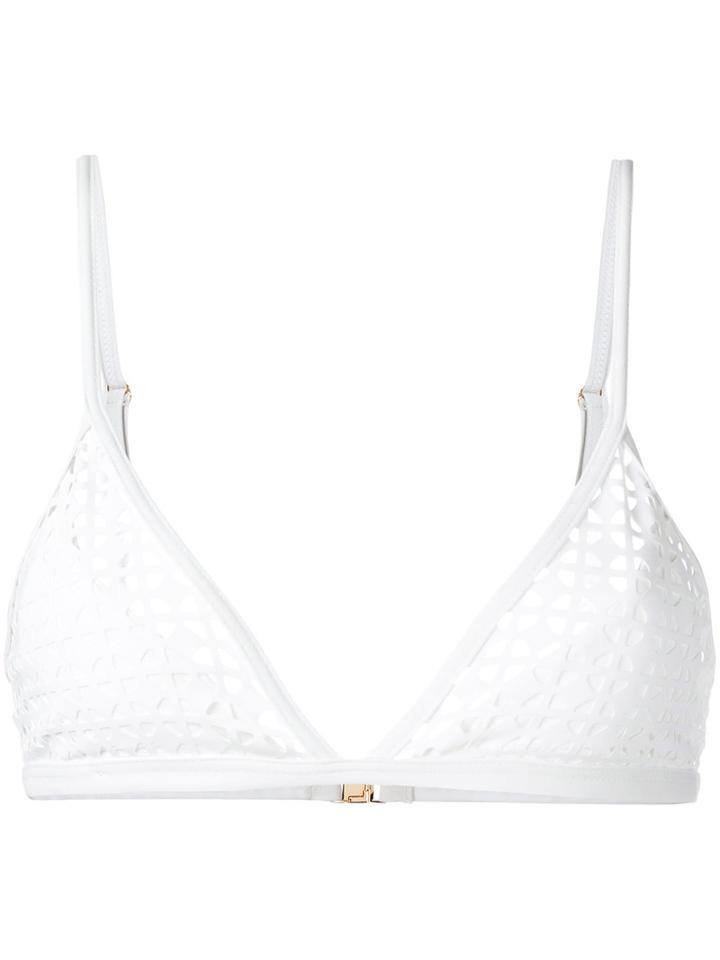 Evarae Laser Cut-out Bikini Top, Women's, Size: Large, White, Polyamide/spandex/elastane