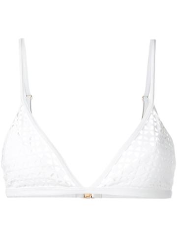 Evarae Laser Cut-out Bikini Top, Women's, Size: Large, White, Polyamide/spandex/elastane