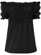 Msgm Off-shoulders Ruffled Blouse, Women's, Size: 42, Black, Cotton