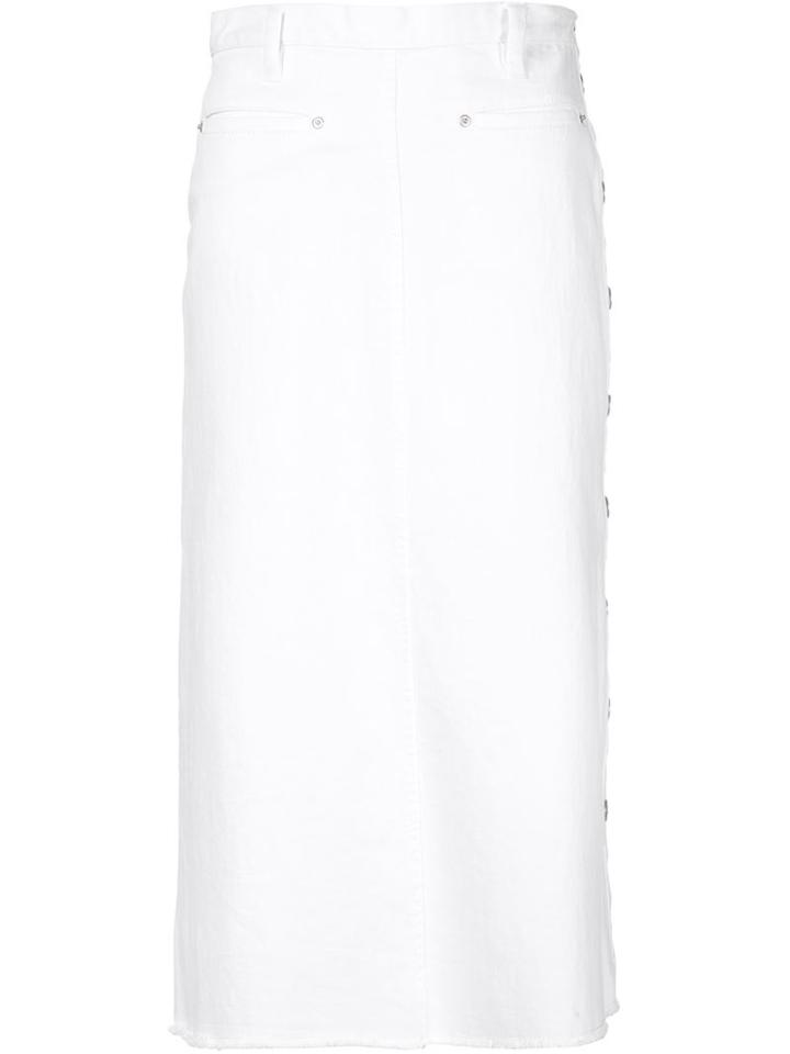 Thakoon Buttoned Denim Skirt, Women's, Size: 6, White, Cotton/polyester/spandex/elastane