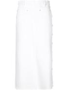 Thakoon Buttoned Denim Skirt, Women's, Size: 6, White, Cotton/polyester/spandex/elastane