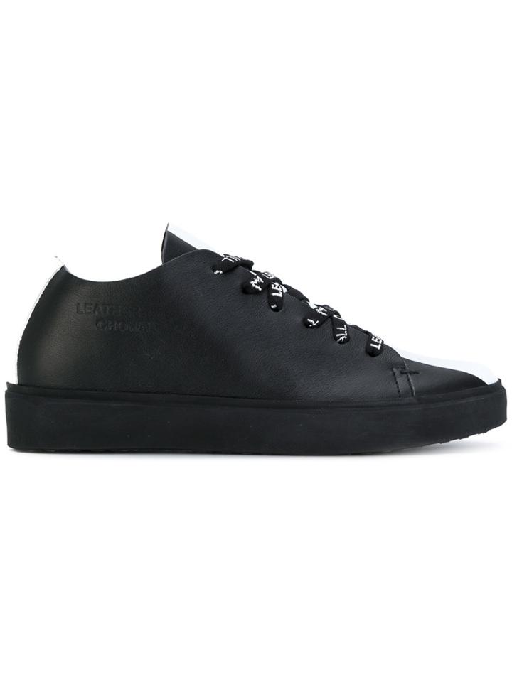 Leather Crown Lace-up Sneakers - Black