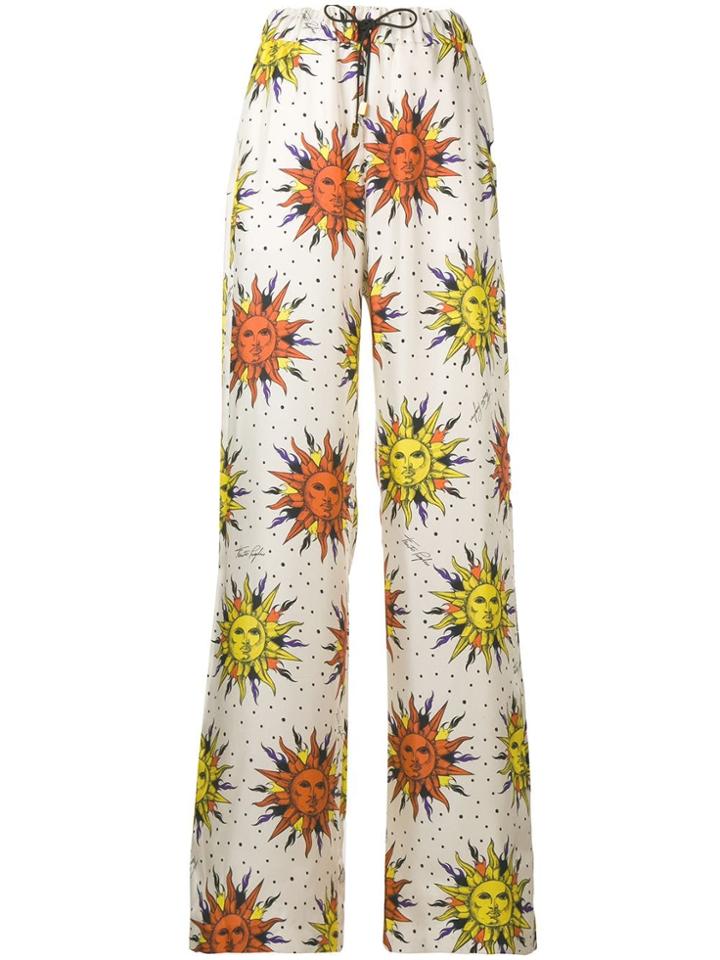 Fausto Puglisi Sun Printed Wide Trousers - White