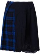 Daniela Gregis Checked Detail A-line Skirt, Women's, Blue, Wool